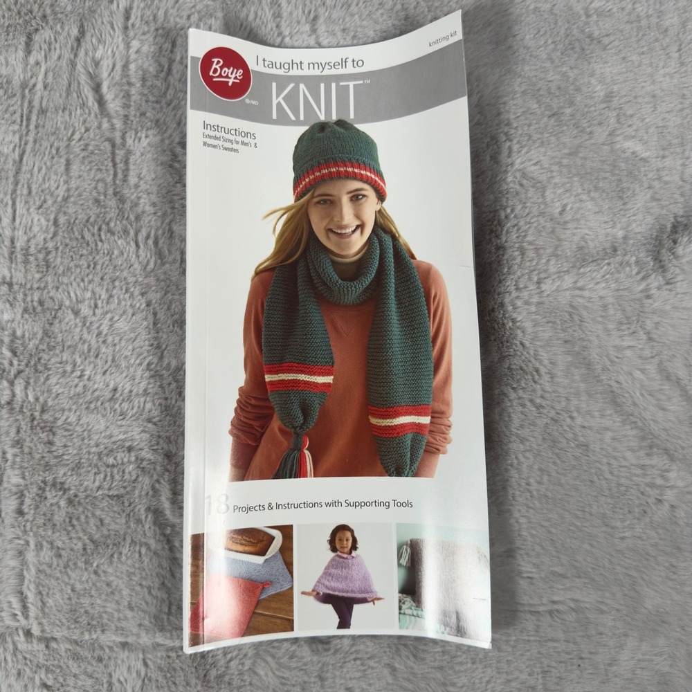 Boye I Taught Myself‎ to Knit Kit Instructions Projects Scarves Hats Sweaters